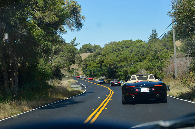 The full contingent of cars heading north on Highway 1 near Point Reyes. (Macfly - The Fourth Napa Drive. 09.12)