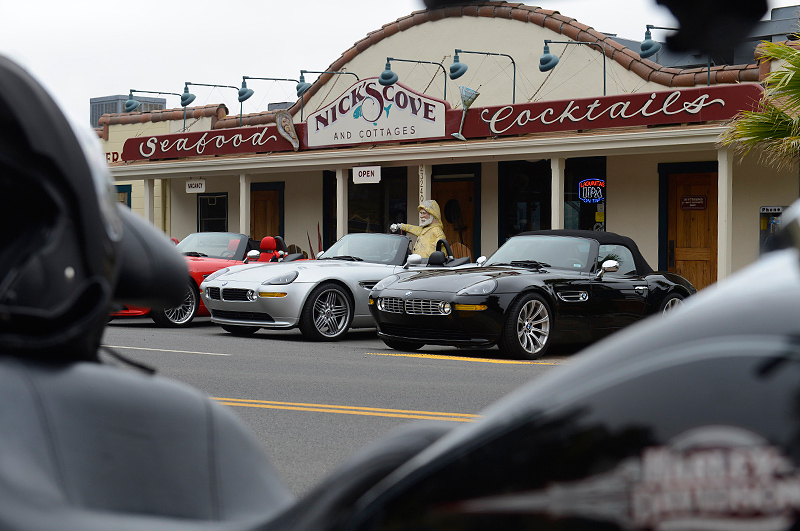 Lined up for lunch at Nick's on Highway 1 opposite Point Reyes. (Macfly - The Fourth Napa Drive. 09.12)